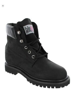 Safety Girl women's leather steel toe work boots in black oil Resistant size 8.5